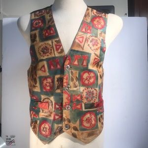 LEATHER VEST HANDCRAFTED & PAINTED IN INDIA L/XL